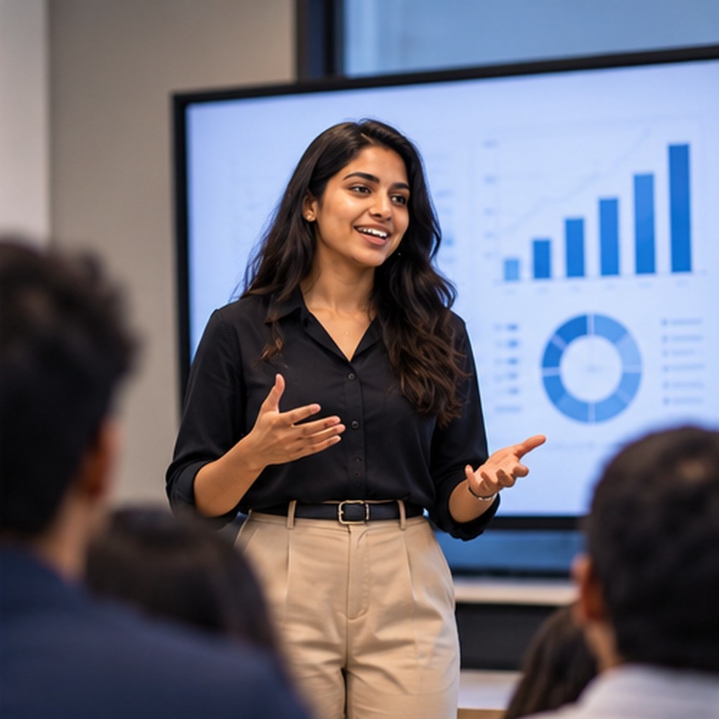 Graduates reviewing professional work together